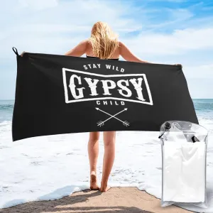 Bohemian Boho Chic Stay Wild Gypsy Child Hippie Beach Towel with Travel Bag 31.5"x63" Quick Dry Sand Free Lightweight Large Oversized Towels Light Vacation Essentials