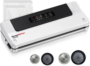 Bonsenkitchen Vacuum Sealer Machine   Mason Jar Sealer Kit, Fast-Compact/Multi-Functional Food Vacuum Sealer with External Vacuum System & 40 Vacuum Bags, White