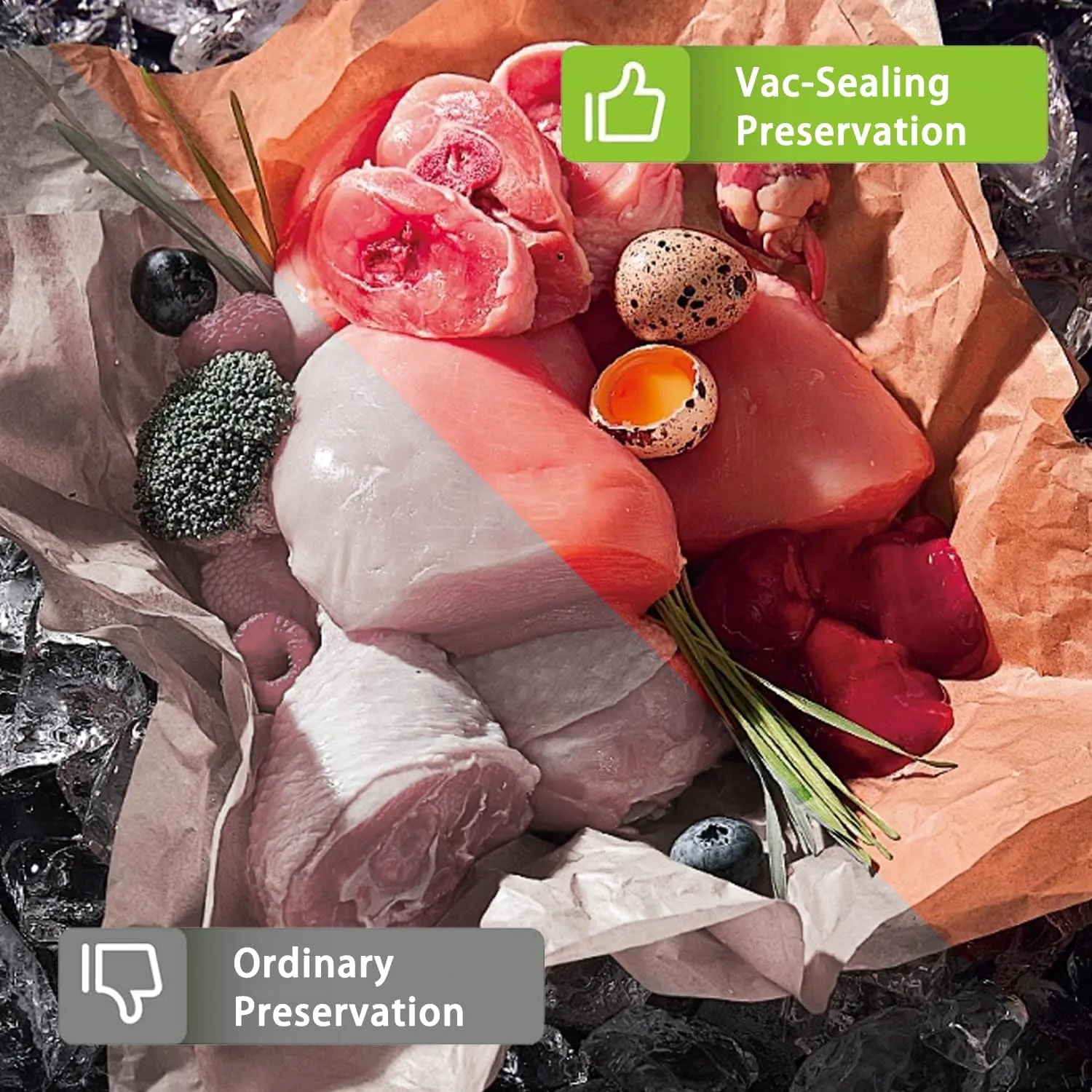 Bonsenkitchen Vacuum Sealer - Multi-Functional Food Sealer with Built-in Cutter and Bag Storage. High-Speed Continuous Operation with Globefish Technology. Includes Vacuum Bags and Roll Bag.