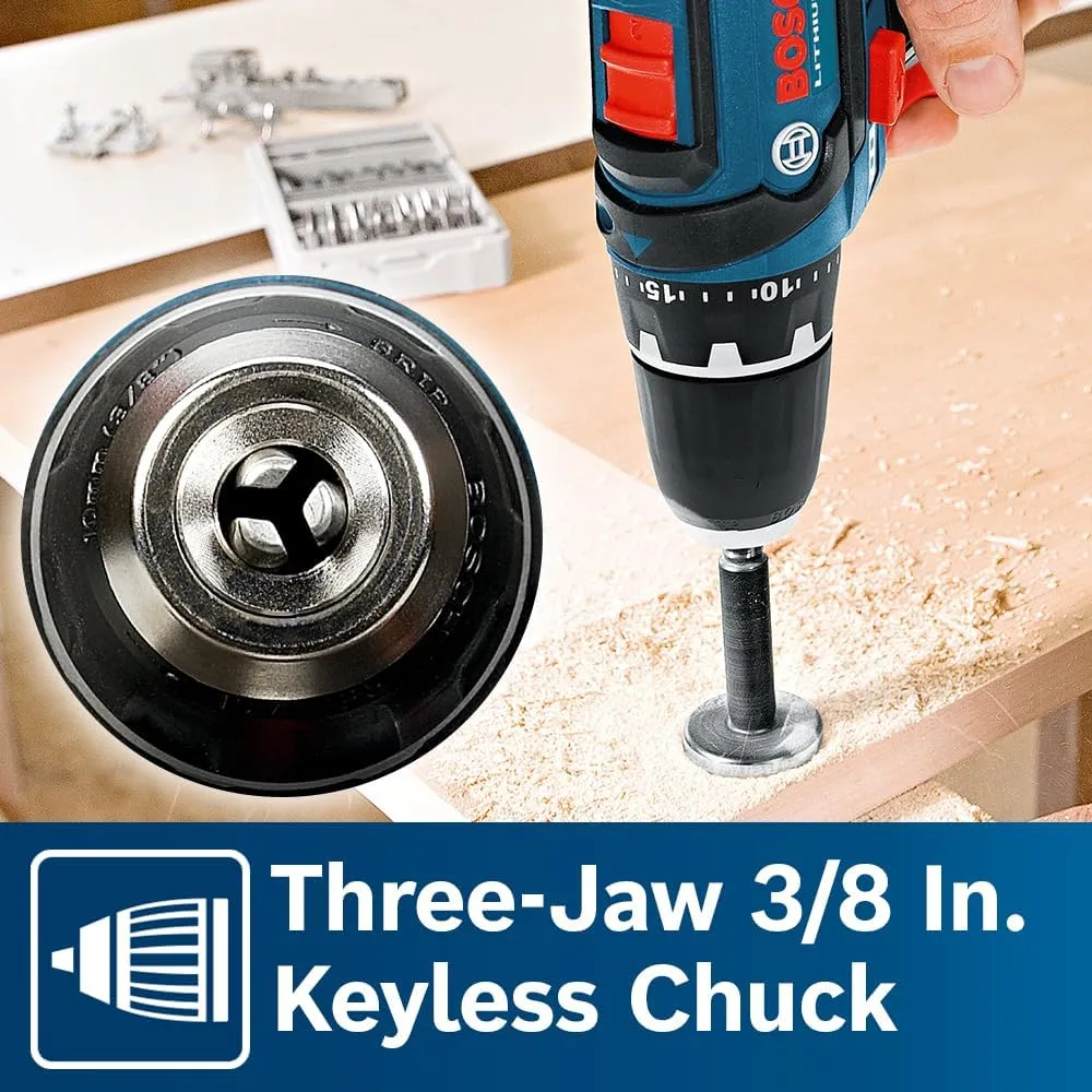 BOSCH CLPK22-120 12V Max Cordless 2-Tool Combo Kit with 3/8 In. Drill/Driver, 1/4 In. Impact Driver, (2) 2 Ah Batteries, Charger and Case