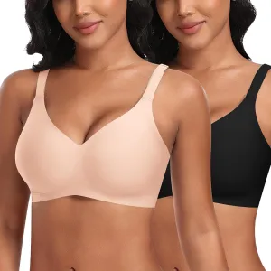 Bras for Women Wireless V Neck Push Up Seamless No Underwire Comfortable Plus Size Everyday Bra Bralettes with Extender