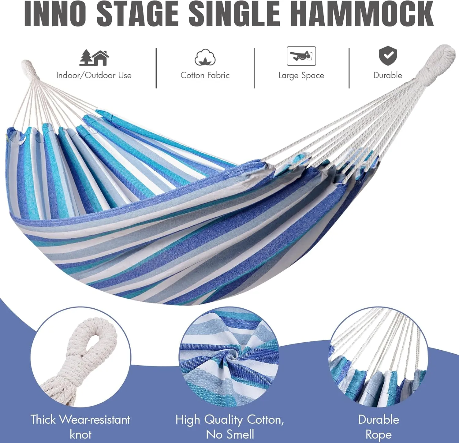 Brazilian Hammock with Tree Straps - Cotton Hammocks Portable Hammock with Carry Bag for Backyard, Porch, Outdoor and Indoor Use