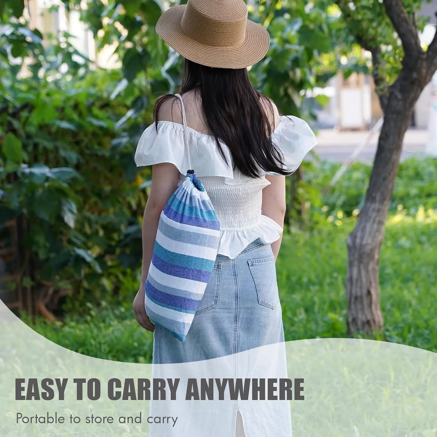 Brazilian Hammock with Tree Straps - Cotton Hammocks Portable Hammock with Carry Bag for Backyard, Porch, Outdoor and Indoor Use