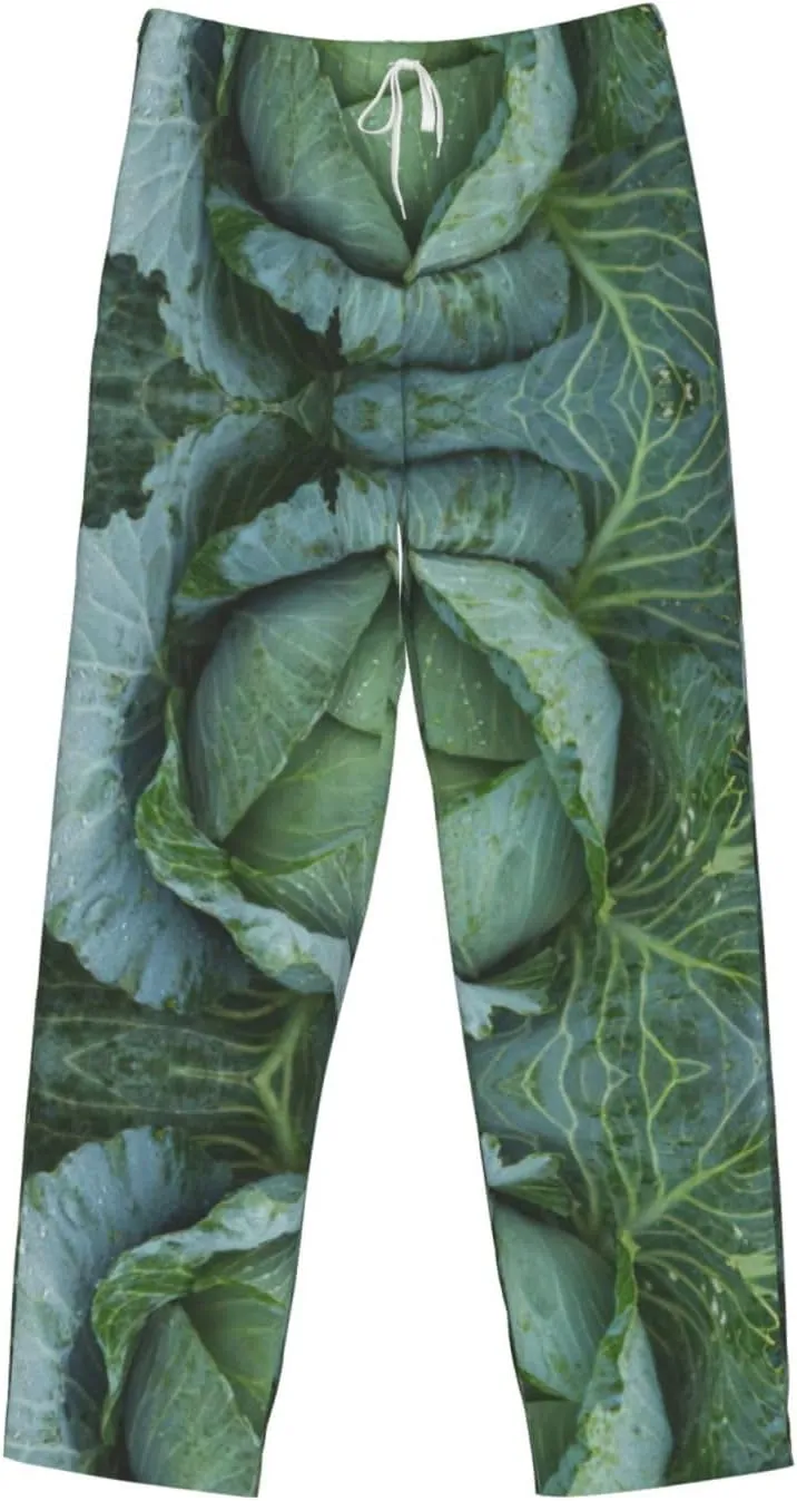 Bright Cabbage Print Men Relaxation Pajama Pants Soft Lightweight Lounge Bottoms With Drawstring Pants