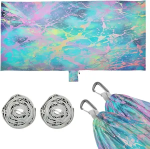 Bright Colorful Texture Camping Hammock, 330 lbs with 2 Tree Straps, Carry Bag, Single Portable Hammock for Outdoor/Indoor, Hiking, Beach, Backpacking, Travel