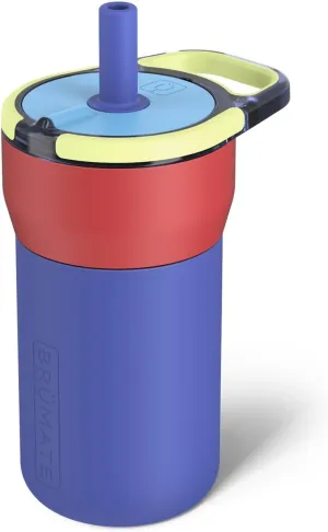 BrüMate Leap 12oz 100% Leakproof Kids Tumbler with Handle and Silicone Soft Straw | Drop Resistant Silicone Sleeve | For Kids 4  | Insulated Stainless Steel | Cup Holder Friendly | 12oz (Supernova)
