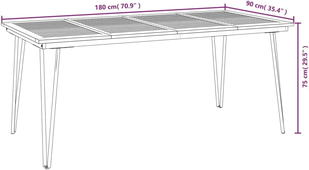 Brown Outdoor Table Solid Acacia Wood, Dining, Kitchen, Camping Tables, Outdoor Furniture, Foldable, Garden Table - 70.9x35.4 in