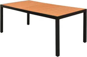Brown Outdoor Table, WPC Top, Durable Aluminum Frame, Dining, Camping, Patio Table, Fits 6 People, 72.8 x 35.4 x 29.1 Inches