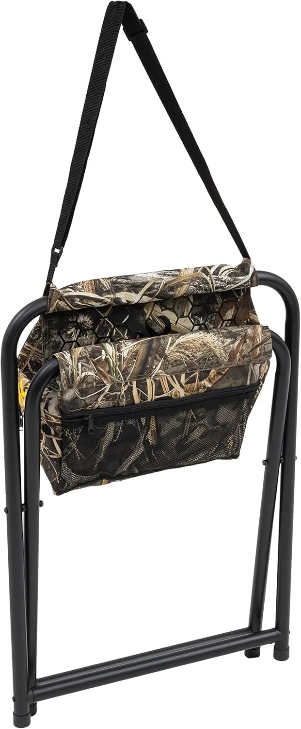 Browning SteadyReady Hunting Chair - Compact and Foldable Steel Frame Stool with Exra-Wide Angled Anti-Slip Seat and Realtree Max-7 Camo Pattern