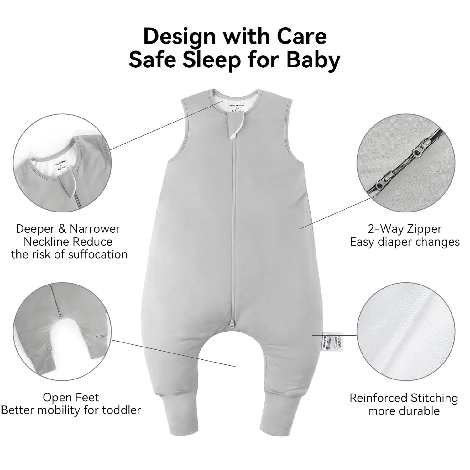 BubblePanda Rayon Made from Bamboo Toddler Sleep Sack with Feet 0.5 Tog Ultra Soft Toddler Sleeping Sack 3t-4t Baby Sleep Bag Walker Wearable Blanket with Legs 2-Way Zipper Lightweight