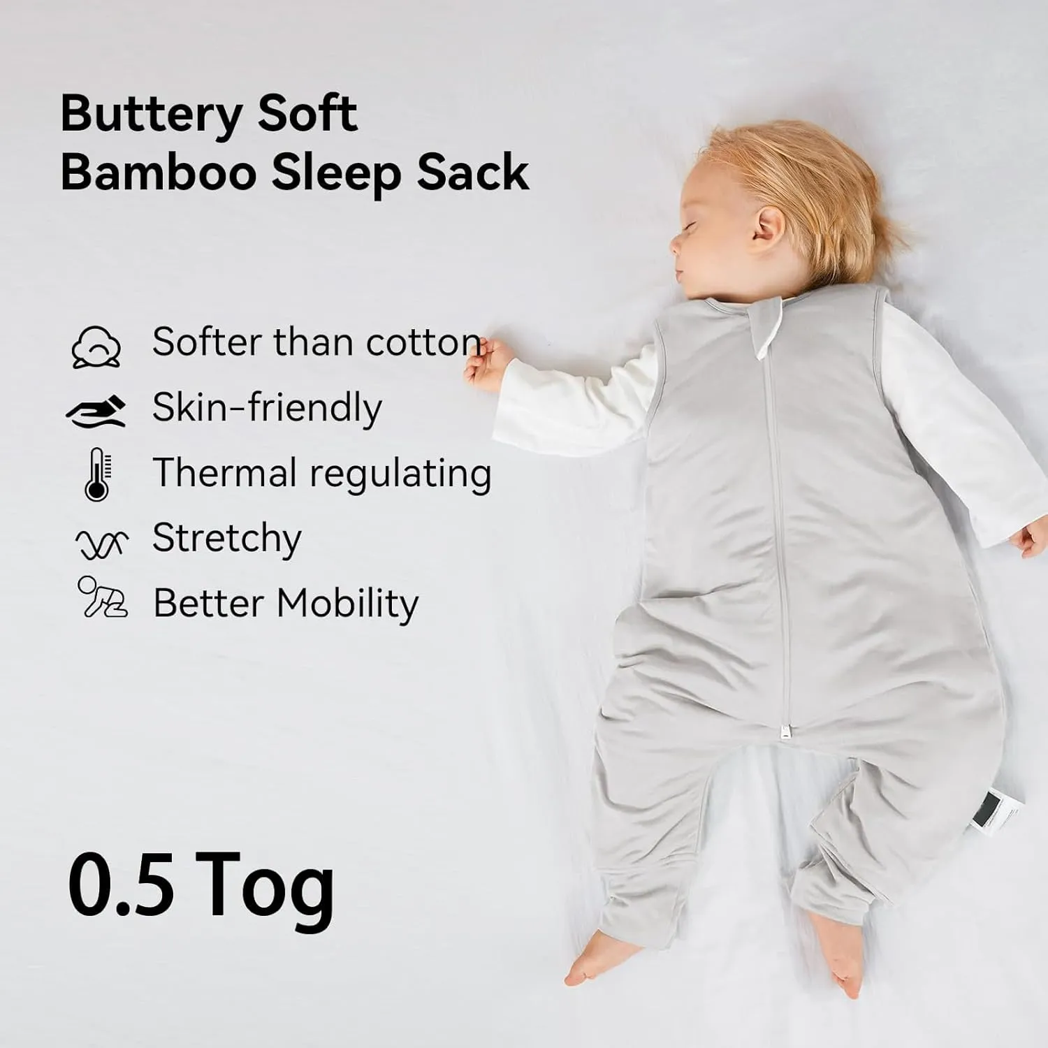 BubblePanda Rayon Made from Bamboo Toddler Sleep Sack with Feet 0.5 Tog Ultra Soft Toddler Sleeping Sack 3t-4t Baby Sleep Bag Walker Wearable Blanket with Legs 2-Way Zipper Lightweight