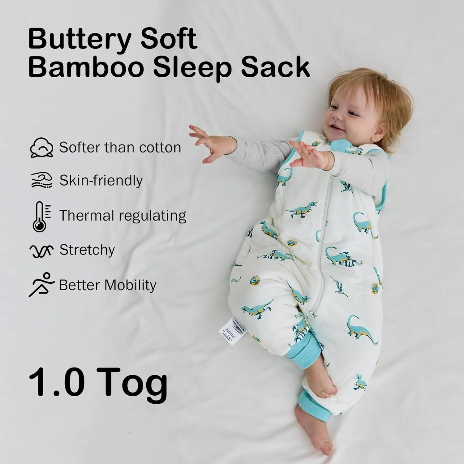 BubblePanda Rayon Made from Bamboo Toddler Sleep Sack with Feet 12-24 Months 1.0 Tog Ultra Soft Toddler Sleeping Sack 1t-2t Sleep Bag Walker Quilted Wearable Blanket with Legs 2-Way Zipper Lightweight