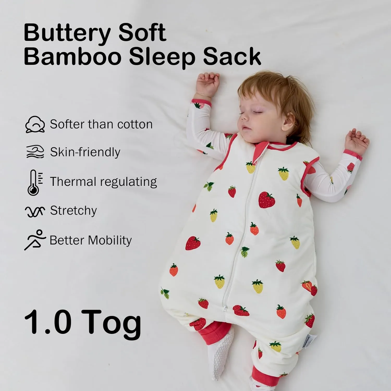 BubblePanda Rayon Made from Bamboo Toddler Sleep Sack with Feet 6-12 Months 1.0 Tog Ultra Soft Toddler Sleeping Sack Baby Sleep Bag Walker Quilted Wearable Blanket with Legs 2-Way Zipper Lightweight