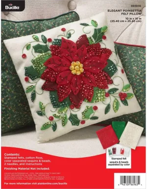 Bucilla Elegant Poinsettia Felt Applique Throw Pillow Kit