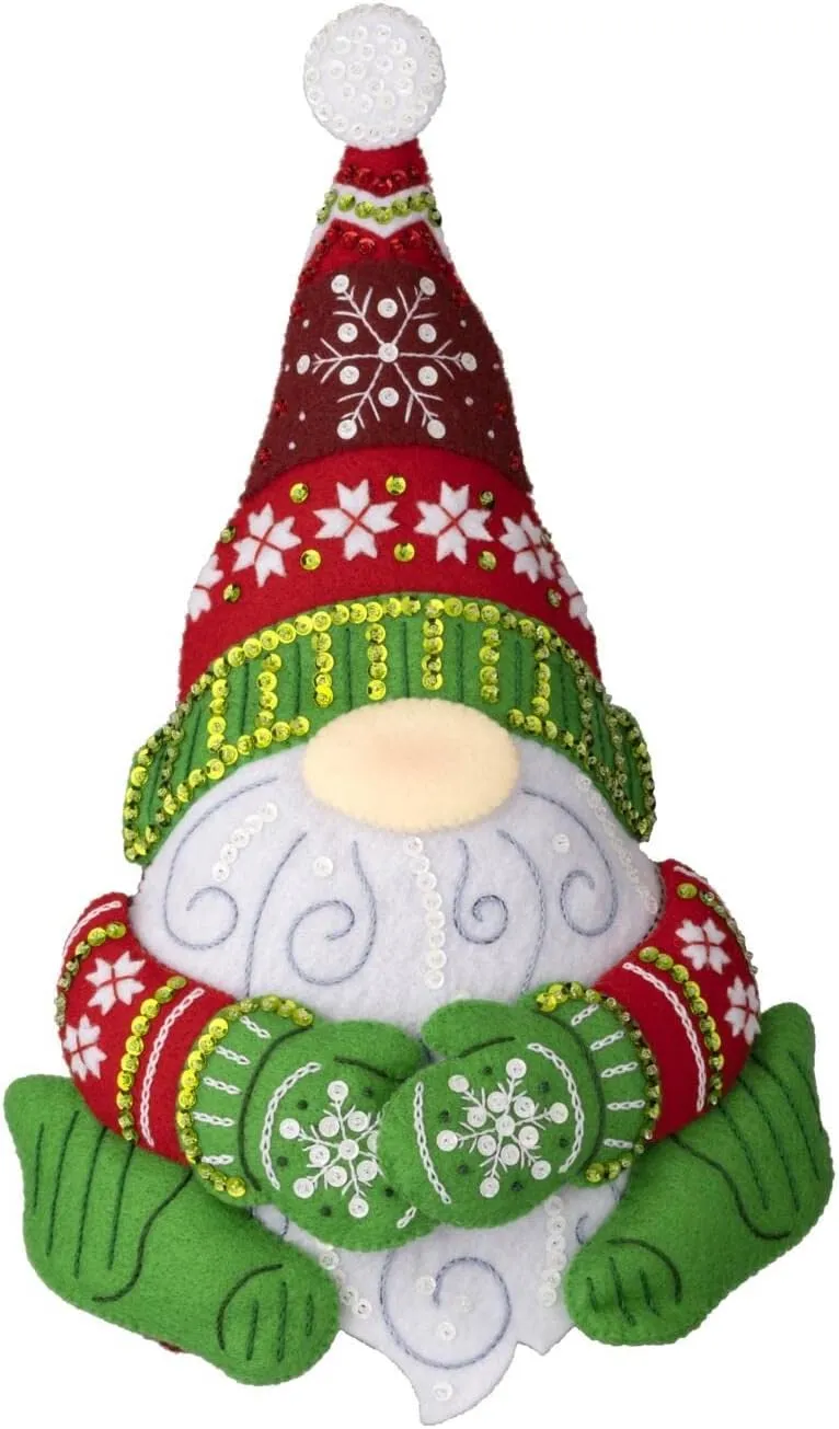 Bucilla Felt Applique Holiday Door Stopper Making Kit, Nordic Gnome, Perfect for DIY Arts and Crafts, 89641E, Multi