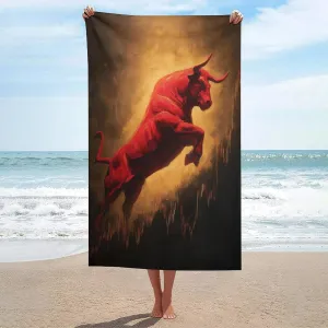 Bull is Leaping Beach Towel Sand Free Microfiber Large Shower Towels Multipurpose Absorbent for Bathroom Pool 52x32 Inch