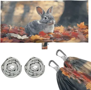 Bunny Fall Leaves Camping Hammock, 330 lbs with 2 Tree Straps, Carry Bag, Single Portable Hammock for Outdoor/Indoor, Hiking, Beach, Backpacking, Travel