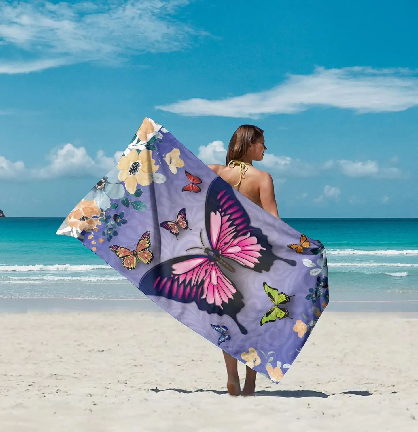 Butterfly Beach Towel 30" x 60" Microfiber Butterflies Sand Free Quick Dry Travel for Adults Teen Children (Butterfly)