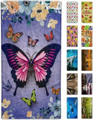 Butterfly Beach Towel 30" x 60" Microfiber Butterflies Sand Free Quick Dry Travel for Adults Teen Children (Butterfly)