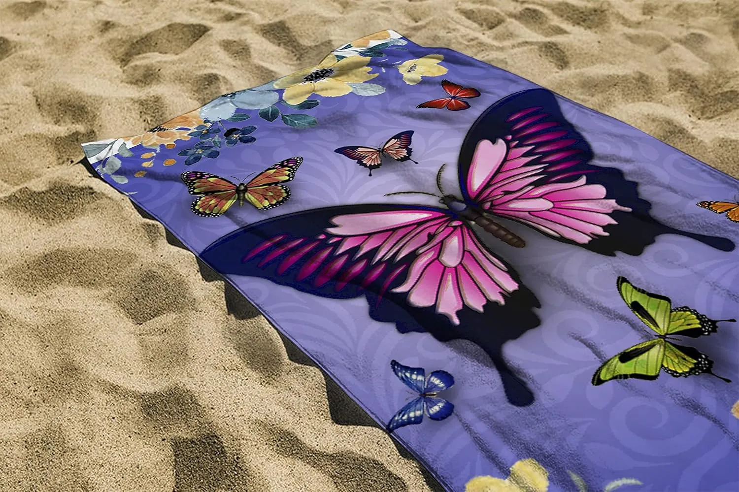 Butterfly Beach Towel 30" x 60" Microfiber Butterflies Sand Free Quick Dry Travel for Adults Teen Children (Butterfly)