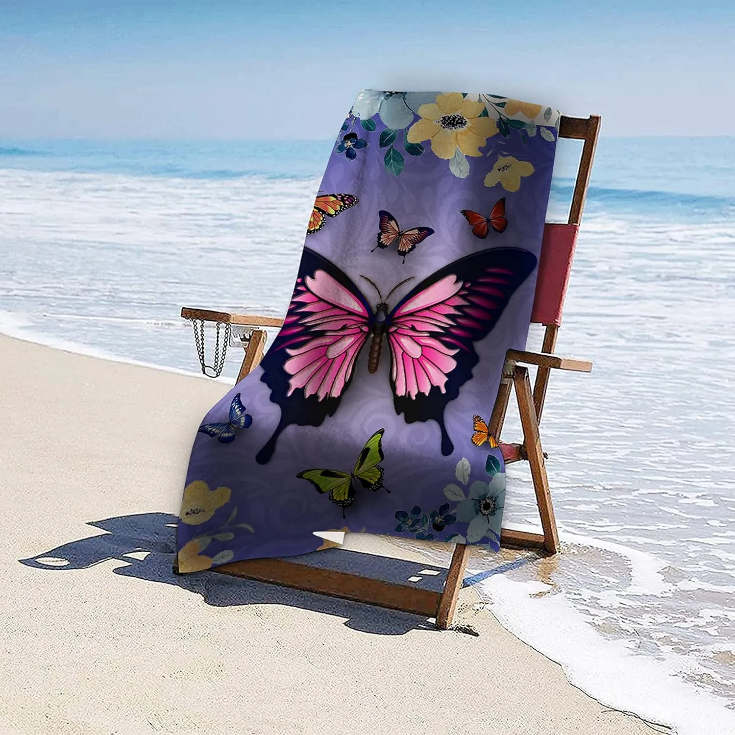 Butterfly Beach Towel 30" x 60" Microfiber Butterflies Sand Free Quick Dry Travel for Adults Teen Children (Butterfly)