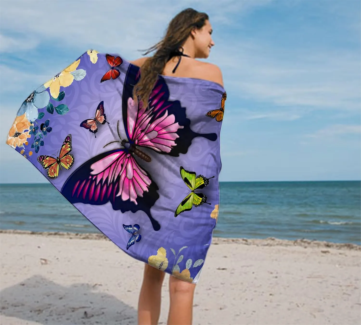 Butterfly Beach Towel 30" x 60" Microfiber Butterflies Sand Free Quick Dry Travel for Adults Teen Children (Butterfly)
