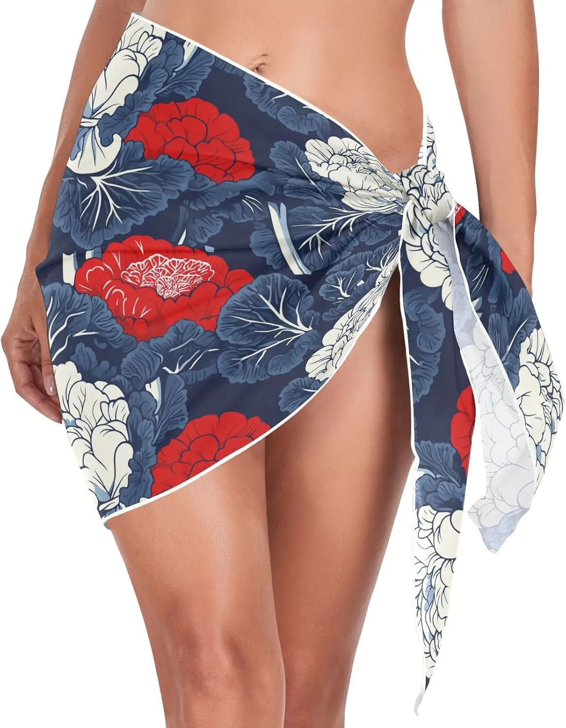 Cabbage Japanese Style Blue Red Womens Swimsuit Cover Loose Skirts For Women Beach Cover Ups For Women for Swim Swim Suit Bano Para L