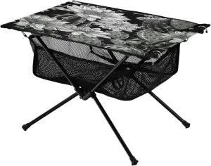 Cactus Flowers Black Portable Folding Camping Table, Compact Lightweight Beach Table with Carrying Bag for Outdoor Picnics, BBQs, Camp