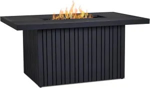 Calvin 52" Rectangle Metal Propane Fire Pit Table with Hidden Tank in Black Coral by Real Flame
