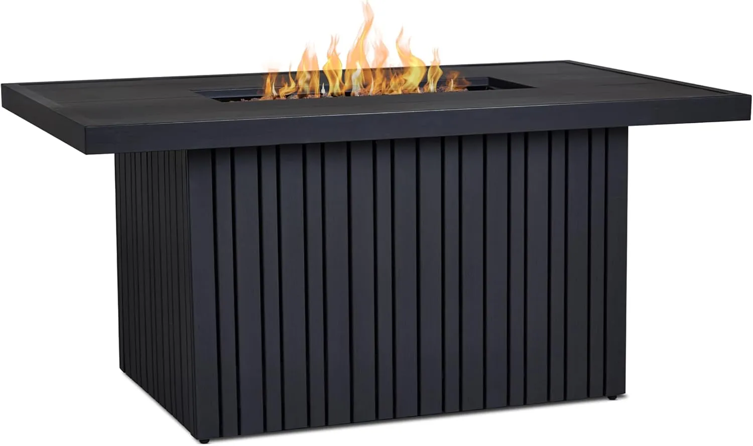 Calvin 52" Rectangle Metal Propane Fire Pit Table with Hidden Tank in Black Coral by Real Flame