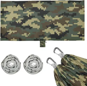 Camouflage Military Green Camping Hammock Single Portable Hammocks 330 lbs Capacity with 2 Tree Straps and Attached Carry Bag,Perfect for Outdoor,Indoor,Beach,Camping,Travel