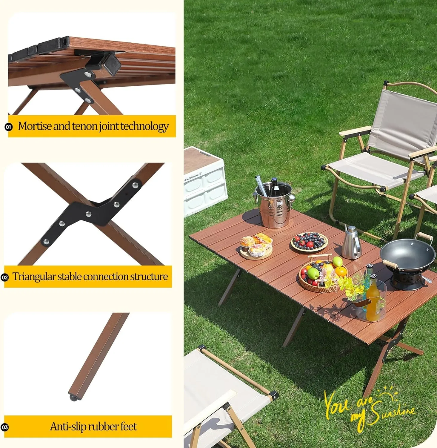 Camp Tables Portable Foldable, Carbon Steel Sturdy Folding Table, Dining Table for Cooking, Camp, Travel, BBQ, Party