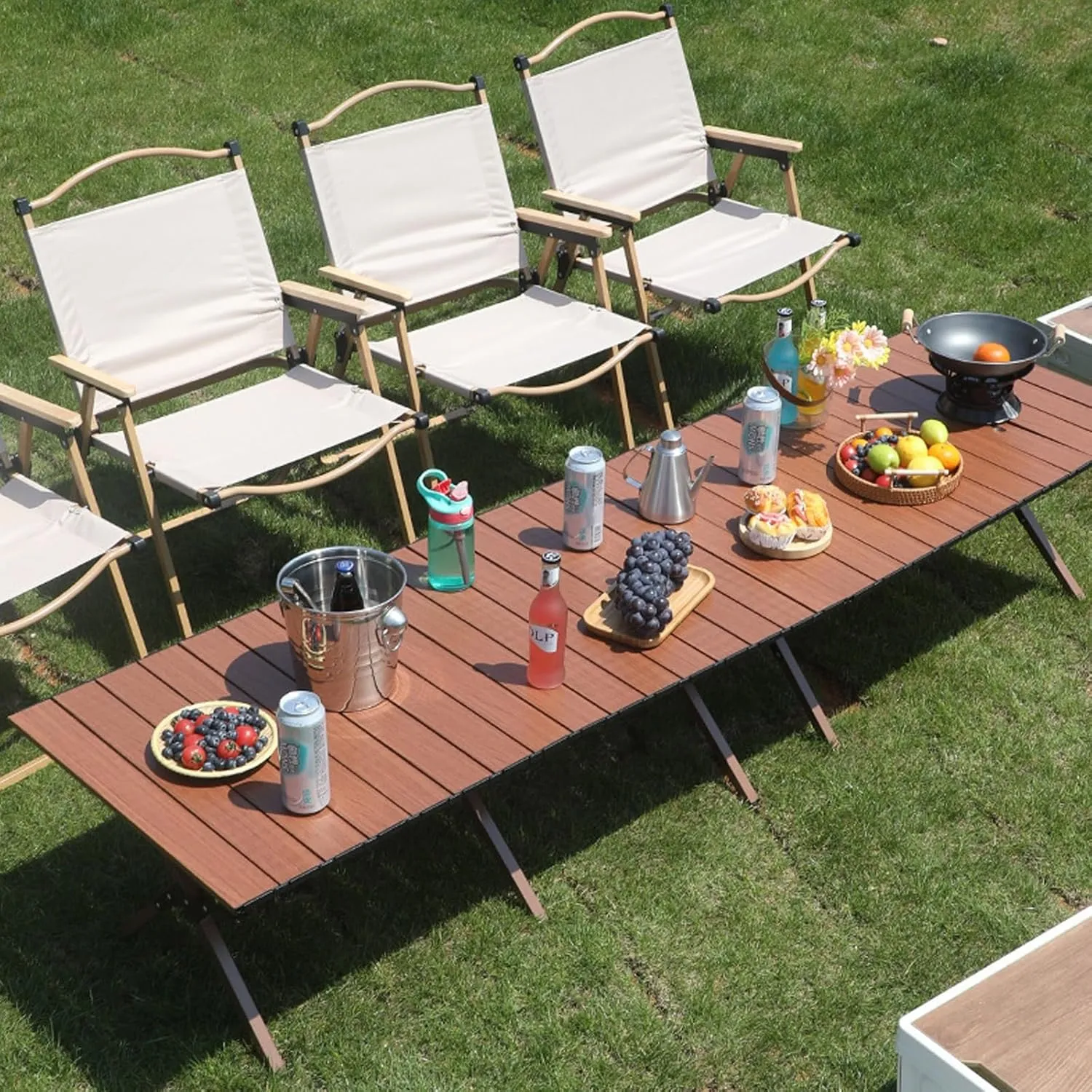 Camp Tables Portable Foldable, Carbon Steel Sturdy Folding Table, Dining Table for Cooking, Camp, Travel, BBQ, Party