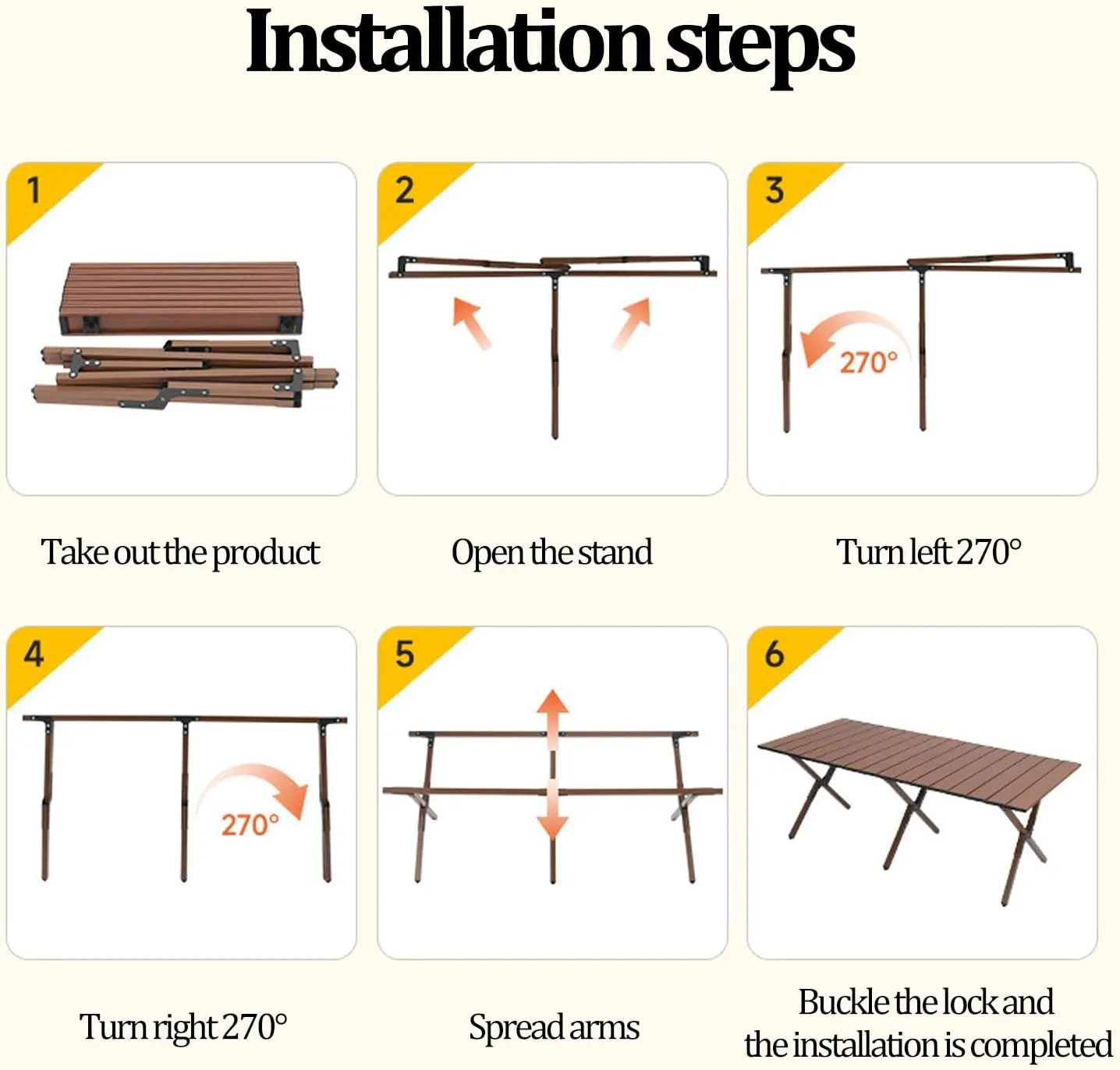 Camp Tables Portable Foldable, Carbon Steel Sturdy Folding Table, Dining Table for Cooking, Camp, Travel, BBQ, Party