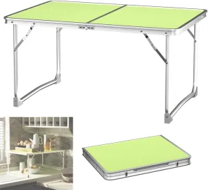 Camping Barbecue Small Table Durable & Compact Folding Table, Portable Trestle Dining Picnic Table, Aluminum Tube & MDF with Carrying Handle,Foldaway Table for Outdoor Indoor Kitchen Garden Patio BBQ
