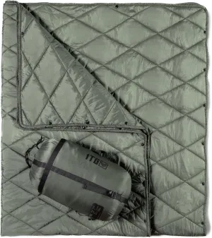 Camping Blanket - Packable, Ultra Warm and Lightweight with Snap Button Backpacking Quilt, for Sleeping, Outdoors, Travel, and Indoor Use - Olive Green