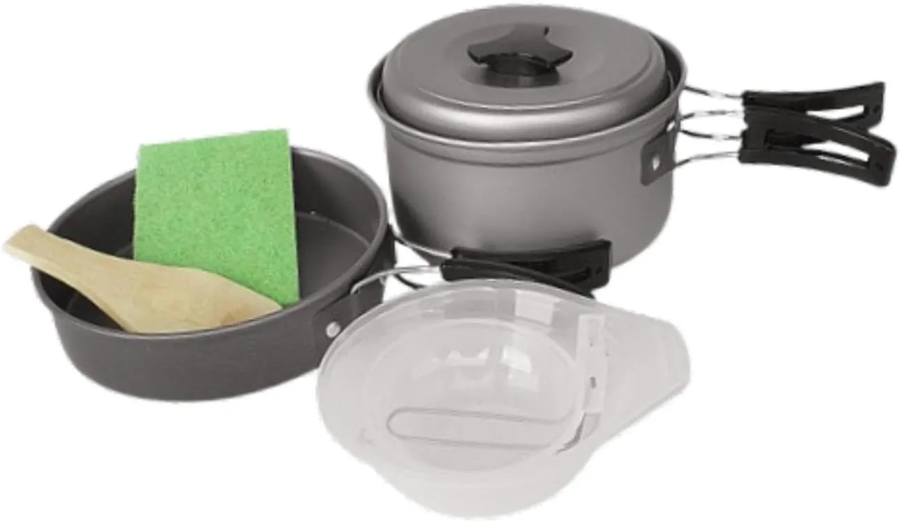 Camping Cookware Mess Kit Outdoor Cookware Accessories Cooking Gear Bowls Spoon Stockpot for Trekking Backpacking Outdoor