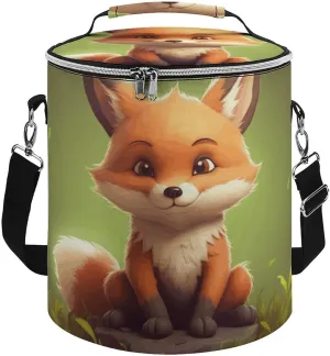 Camping Cooler Bag, Cute Little Fox Print Portable Ice Pack Outdoor Cooler Bag Picnic Cooler Bag Foldable Cooler Bag