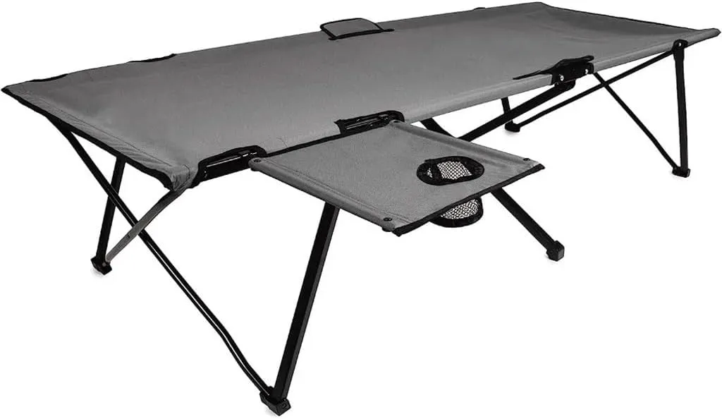 Camping Cot with Removable Side Table Extra Wide Cot Fits Adults Up to 6ft 6in or 300lbs Carry Bag