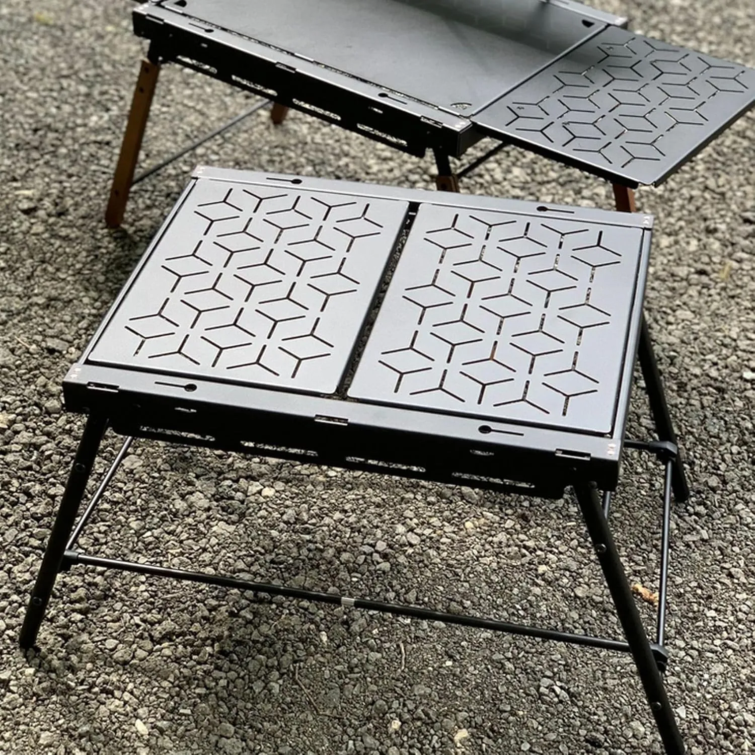 Camping Foldable Table, Portable Picnic Table IGT Unit Combination Table, Steel Roll-up Square Table for Camping, Picnic