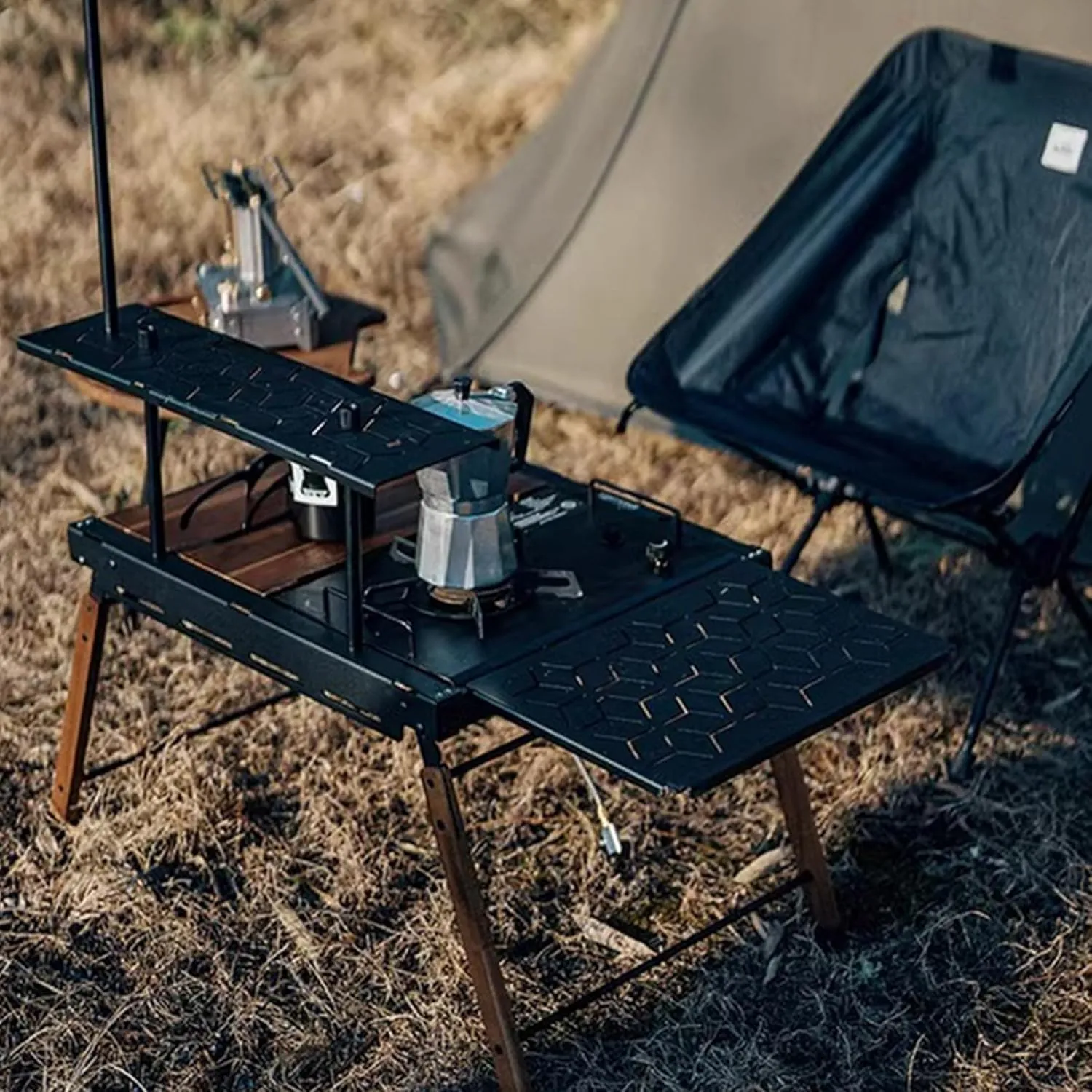 Camping Foldable Table, Portable Picnic Table IGT Unit Combination Table, Steel Roll-up Square Table for Camping, Picnic