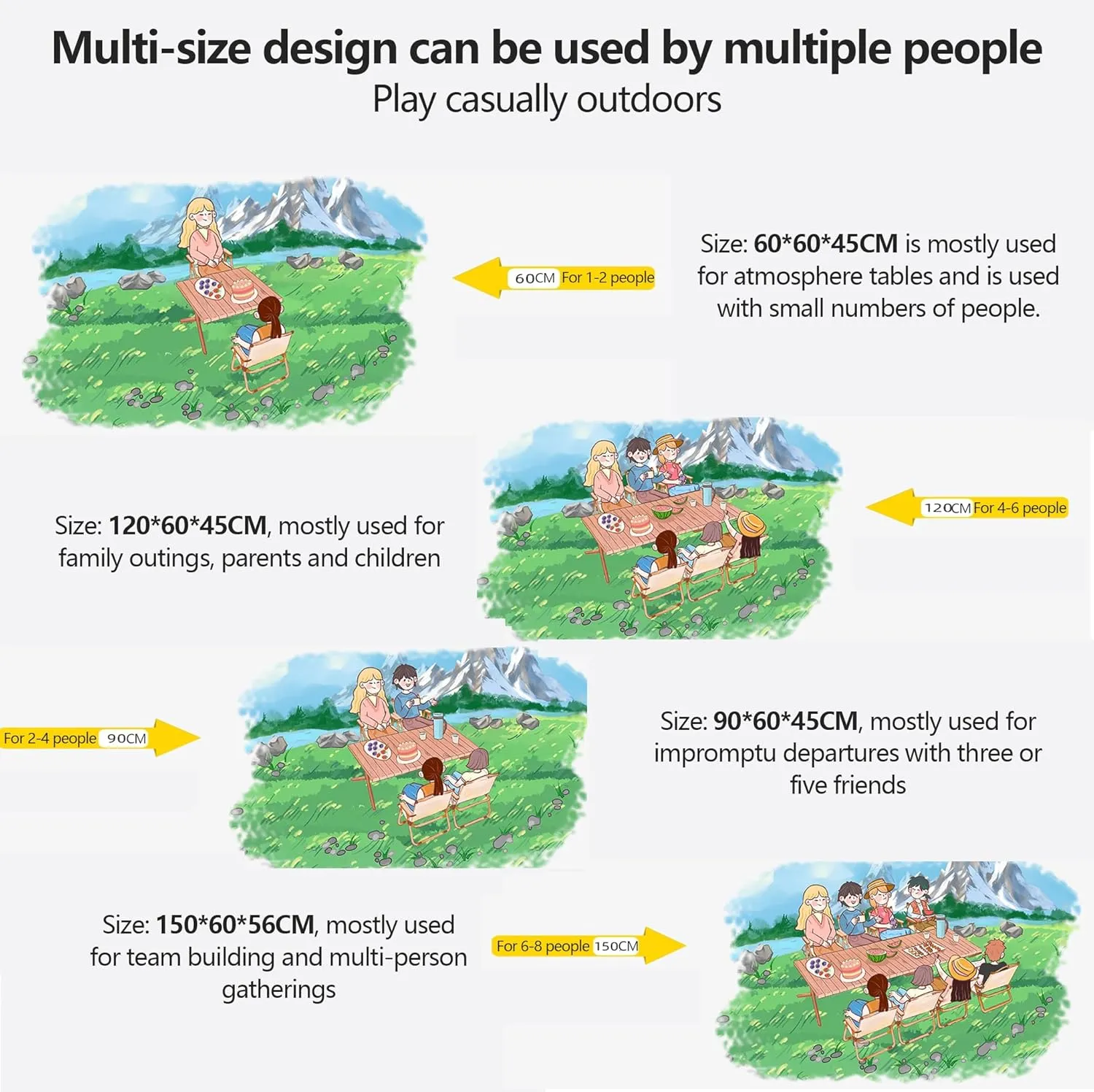 Camping Folding Chair and Table Set,Portable Picnic Table with Seats,for Outdoor Travel, Grill Beaches Party, Backyard BBQ 90 * 60 * 45cm Table Chair*2