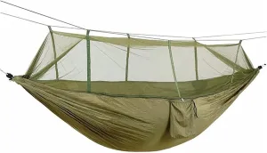 Camping Hammock Double Camping Hammock with Mosquito Net Lightweight Nylon Portable Hammock Parachute Hammock with Tree Straps for Camping