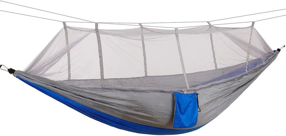 Camping Hammock for Adults, 8.5x4.6ft Portable Hammocks with Mesh Net, Travel Heavy Duty Hammock for Outdoor(Blue)