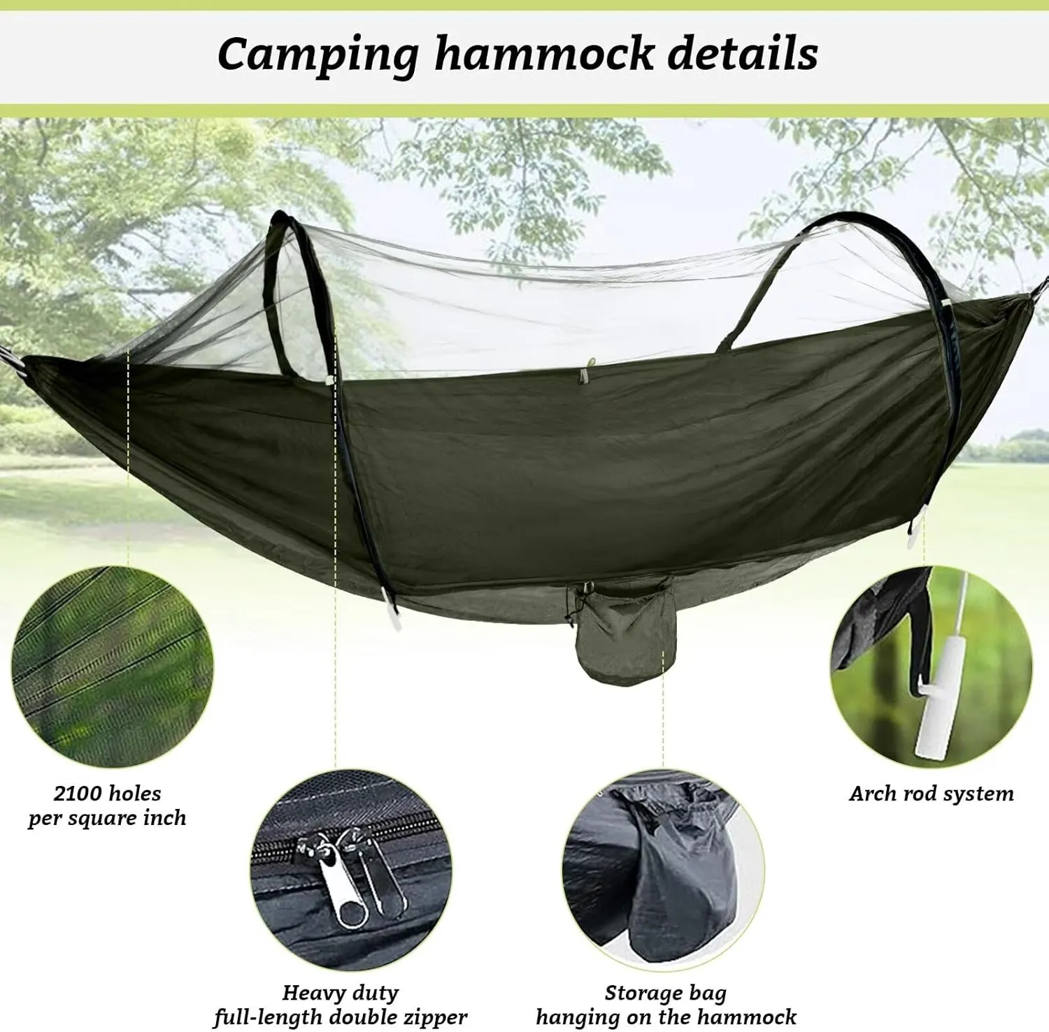 Camping Hammock, Portable Hiking and Camping Hammock with Straps, 3 in 1 Waterproof Lightweight Portable Sleeping Hammock, Travel Outdoor Gear with Tree Strap Swing for Camping Hiking Beach