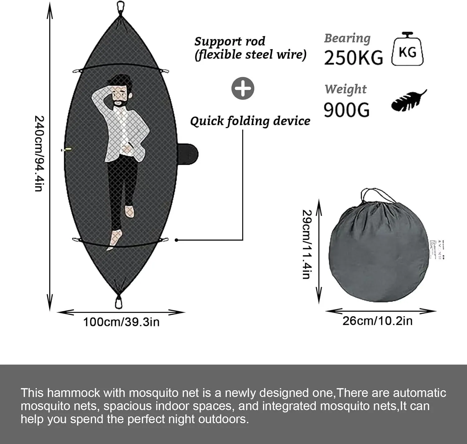 Camping Hammock, Portable Hiking and Camping Hammock with Straps, 3 in 1 Waterproof Lightweight Portable Sleeping Hammock, Travel Outdoor Gear with Tree Strap Swing for Camping Hiking Beach