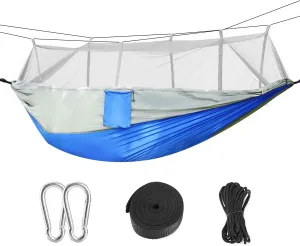 Camping Hammock with Carry Bag, for Hiking, Backpacking, Travel, Beach, Backyard, Garden(102" Lx 55" W). (Gray Blue)