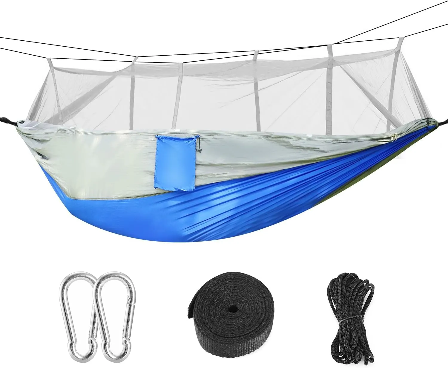 Camping Hammock with Carry Bag, for Hiking, Backpacking, Travel, Beach, Backyard, Garden(102" Lx 55" W). (Gray Blue)