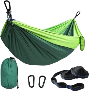 Camping Hammocks, Double & Single Hammock with Tree Straps,Portable Lightweight Parachute Nylon Camping Gear for Outside Hiking Beach Backpack Survival Travel- Up to 500lbs