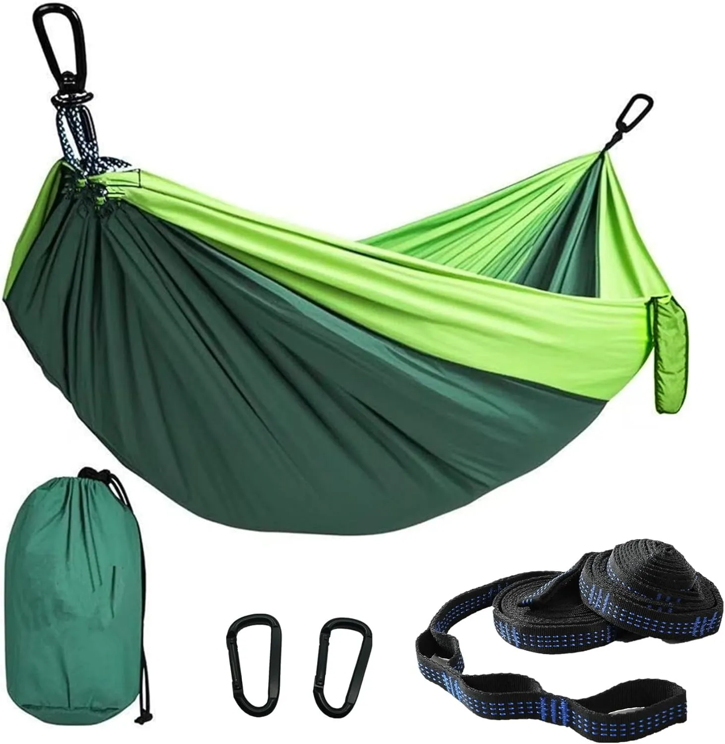 Camping Hammocks, Double & Single Hammock with Tree Straps,Portable Lightweight Parachute Nylon Camping Gear for Outside Hiking Beach Backpack Survival Travel- Up to 500lbs